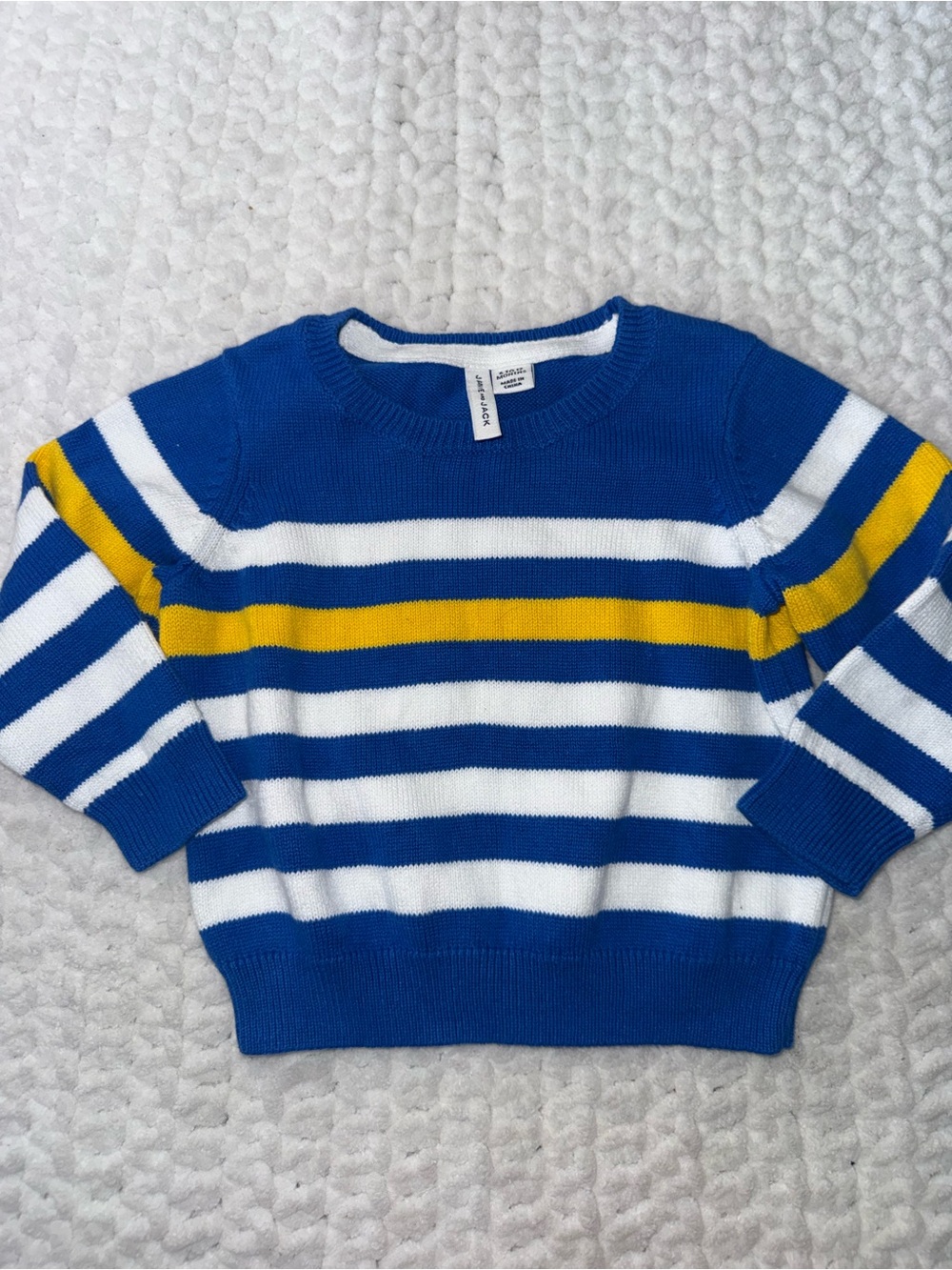 Janie and Jack Blue, White & Yellow Striped Crewneck Sweater